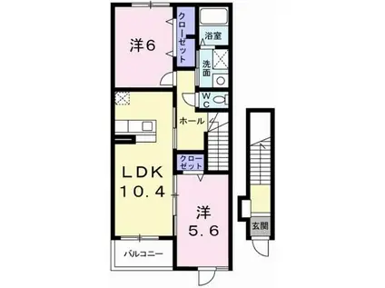 サンリットベル A棟(2LDK/2階)の間取り写真