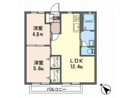 フレグランスH・M(2LDK/2階)の間取り写真