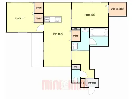 灘区篠原中町2丁目ヘーベルメゾン(2LDK/1階)の間取り写真