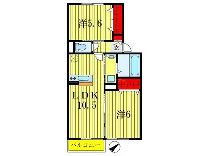 カーサグランデ南川崎(2LDK/1階)の間取り写真