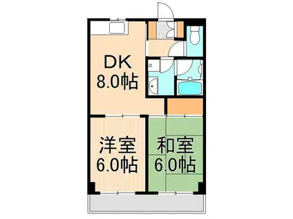 マンションハラ(2DK/3階)の間取り写真
