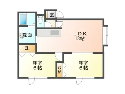 SAKURA(2LDK/1階)の間取り写真