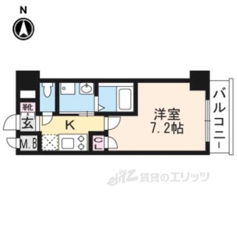 エスカーサ京都四条梅津(1K/4階)の間取り写真