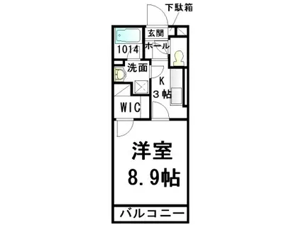 エスタシオン(1K/1階)の間取り写真