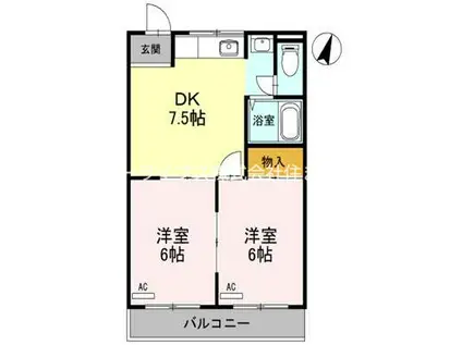 オスカー桜木エー(2DK/3階)の間取り写真