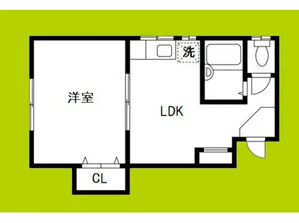 エスタバウ南堀江B(1LDK/3階)の間取り写真