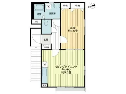 メゾン吉祥(1LDK/2階)の間取り写真