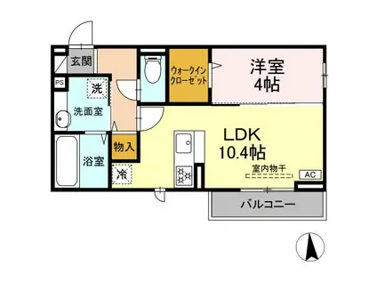 GRAND D-ROOM高宮北E(1LDK/2階)の間取り写真