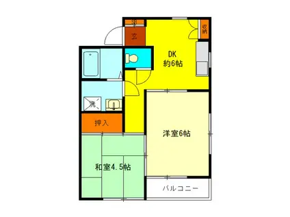 レインボーK(2DK/2階)の間取り写真