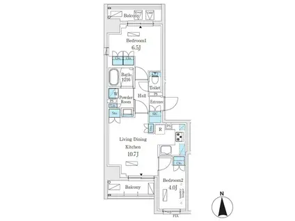 ジオエント秋葉原(2LDK/12階)の間取り写真