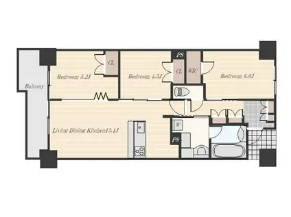 ブランシエラ鹿児島(3LDK/2階)の間取り写真