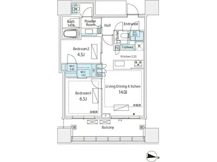 パークコート渋谷 ザ タワー(2LDK/26階)の間取り写真