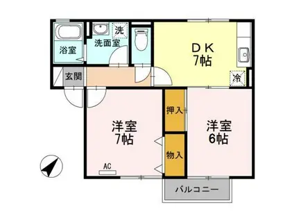 コンフォート21(2DK/2階)の間取り写真