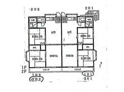 アポロハイツI(3DK/2階)の間取り写真