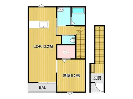 シティハイツヤマフジII(1LDK/2階)の間取り写真