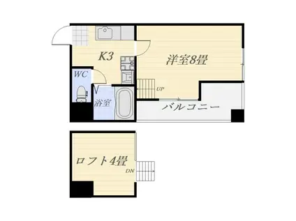 丸善高麗ハイツ(1K/4階)の間取り写真