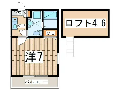 ヒルトップテラス東戸塚(1K/2階)の間取り写真