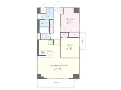グランコタンズ(2LDK/6階)の間取り写真