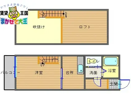 シャトレ西坂公園通(1K/2階)の間取り写真