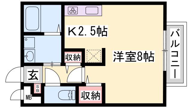 コンフォートテクノII(1K/2階)の間取り写真