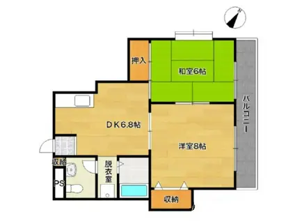 シャロム国分(2DK/3階)の間取り写真