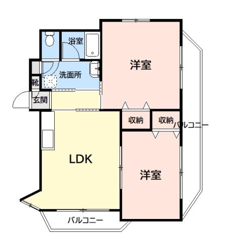 イーストスクエア百合ヶ丘(2LDK/2階)の間取り写真