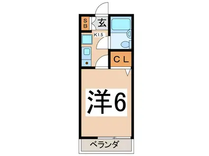 ボヌール三番館(1K/1階)の間取り写真