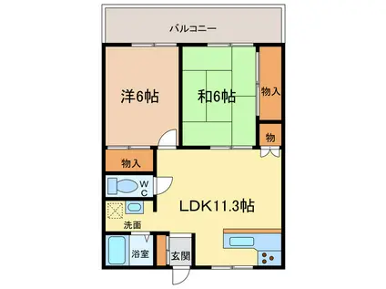 ハイツレーベン(2LDK/1階)の間取り写真
