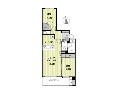 サンクタス横浜南の丘(2LDK/7階)の間取り写真