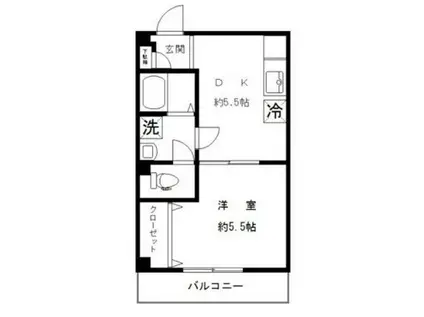 嶌崎ビル(1DK/2階)の間取り写真