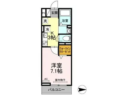 D-グレイス A(1K/2階)の間取り写真