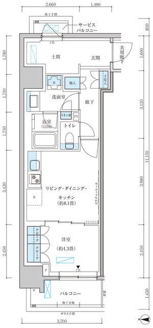 パークアクシス池袋イースト(1LDK/3階)の間取り写真
