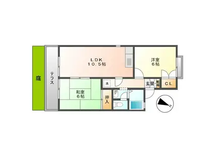 セジュール五条(2LDK/1階)の間取り写真