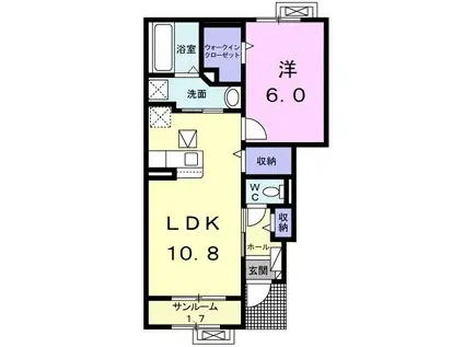 アンフィニ II(1LDK/1階)の間取り写真