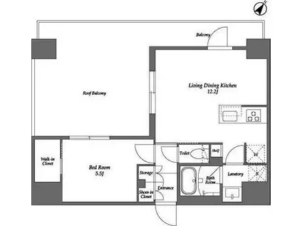 オープンブルーム伊勢佐木町(1LDK/10階)の間取り写真