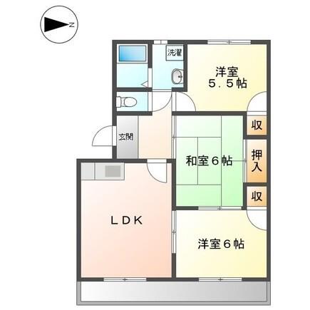 サングリーン西添(3LDK/2階)の間取り写真