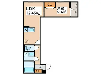 セレスティア四つ木I(1LDK/2階)の間取り写真