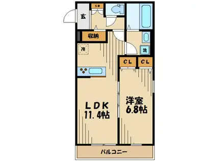 OLIVE(1LDK/2階)の間取り写真