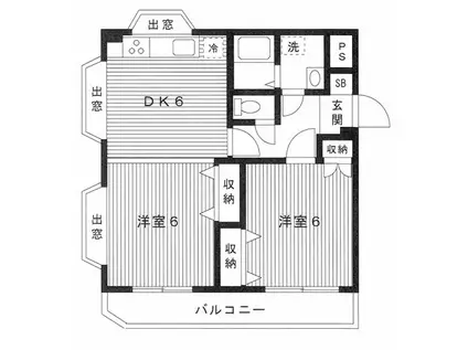 ライフサイド・カズ西落合(2DK/4階)の間取り写真