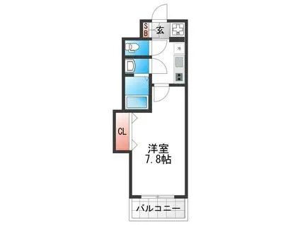 LUXE布施南(1K/6階)の間取り写真