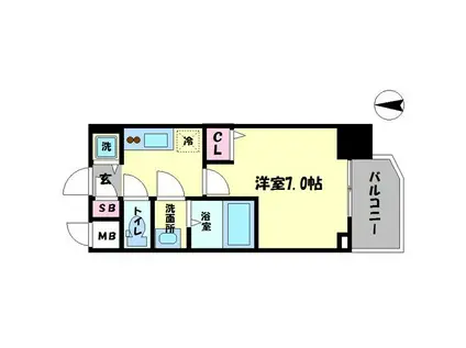 リッツ難波南II(1K/10階)の間取り写真