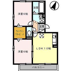 エントピアB棟(2LDK/2階)の間取り写真