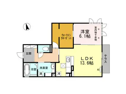 ラシュレ(1LDK/1階)の間取り写真