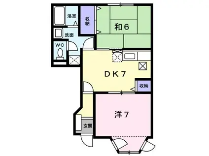 パウム野村II(2DK/1階)の間取り写真