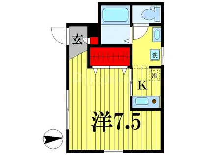 ウィステリア三郷(1K/1階)の間取り写真