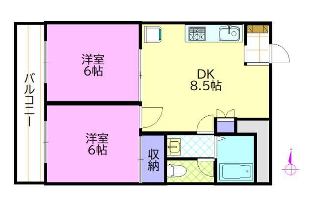 CASA NAKAHARA(2DK/3階)の間取り写真