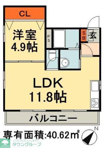 桜華BLDG(1LDK/3階)の間取り写真