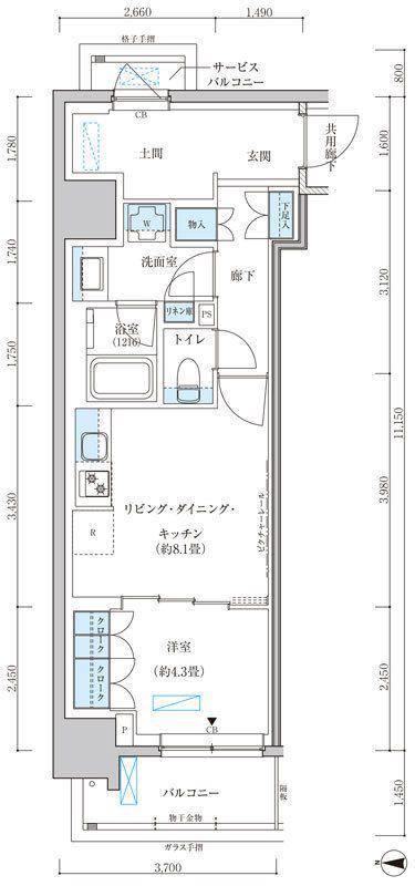 パークアクシス池袋イースト(1LDK/2階)の間取り写真