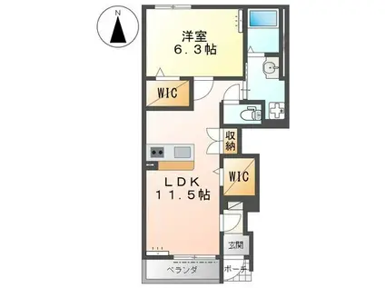 ラ・ソレイユA(1LDK/1階)の間取り写真