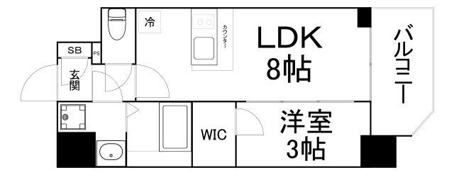 エスリード大阪城イースト(1LDK/3階)の間取り写真